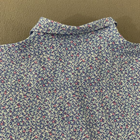 Peter Millar Polo Shirt Mens 2XL Blue Summer Comfort Floral Golf Performance - Picture 15 of 16